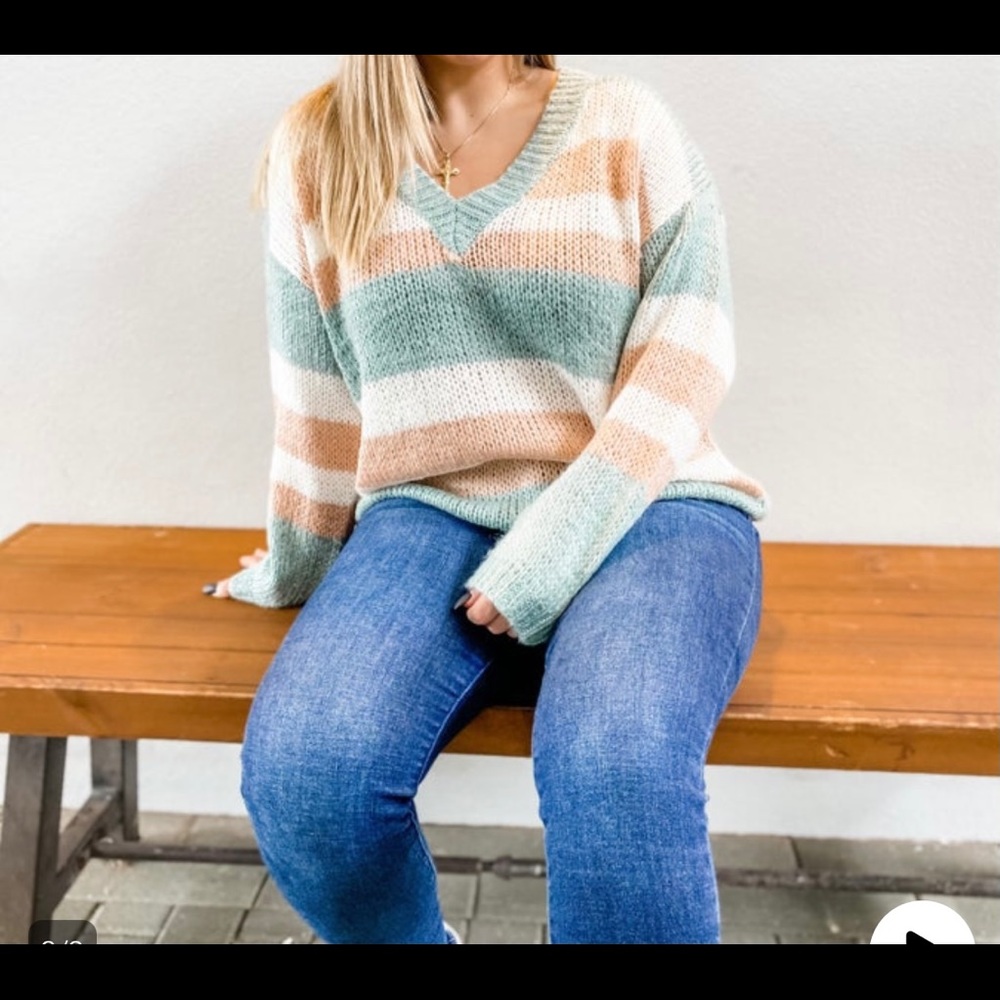 Striped Sweater V Neck